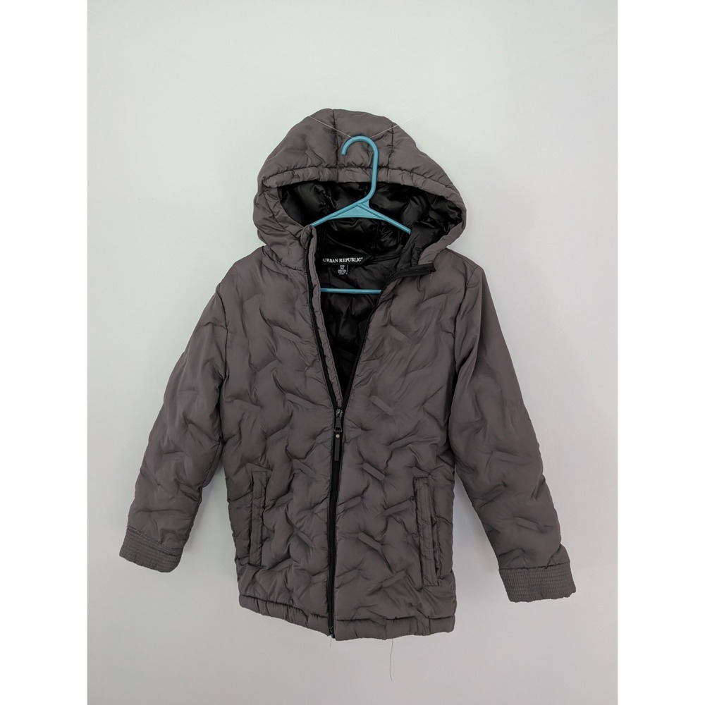 Z1 Urban Republic Gray Hooded Packable‎ Puffer Jacket Size M